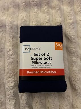 Mainstays Navy Brushed Microfiber Pillowcase Set of 2